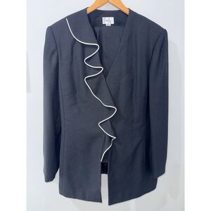 Emily Black & White Ruffle Jacket & Pants Suit Set Sz 18